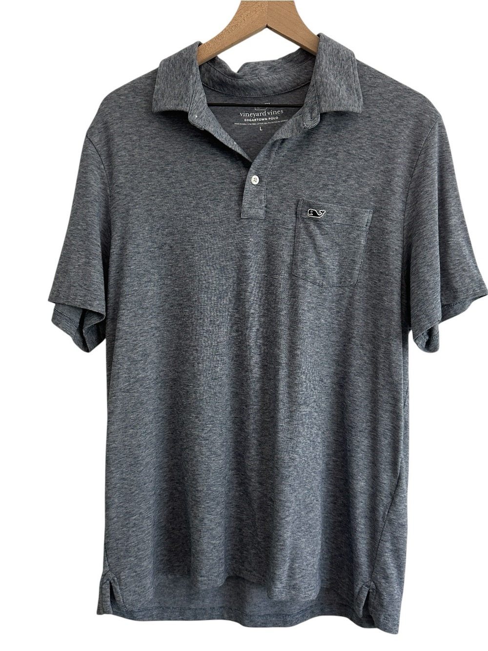 Vineyard Vines Men Polo Large Blue Edgartown Relaxed Golf Whale Logo Pima Cotton